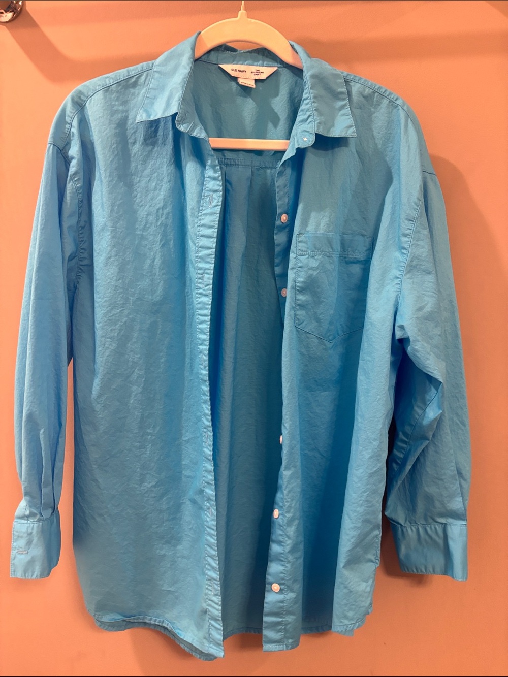 Old Navy Turquoise Oversized Boyfriend Button Down Shirt Size S